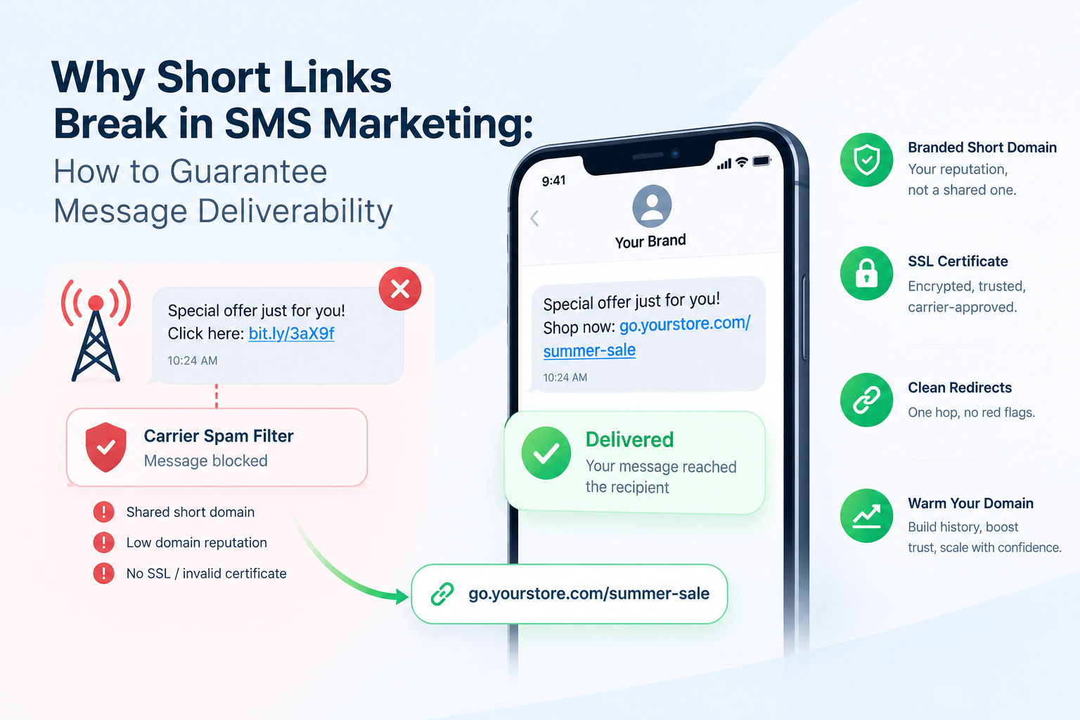 Why Short Links Break in SMS Marketing: How to Guarantee Message Deliverability